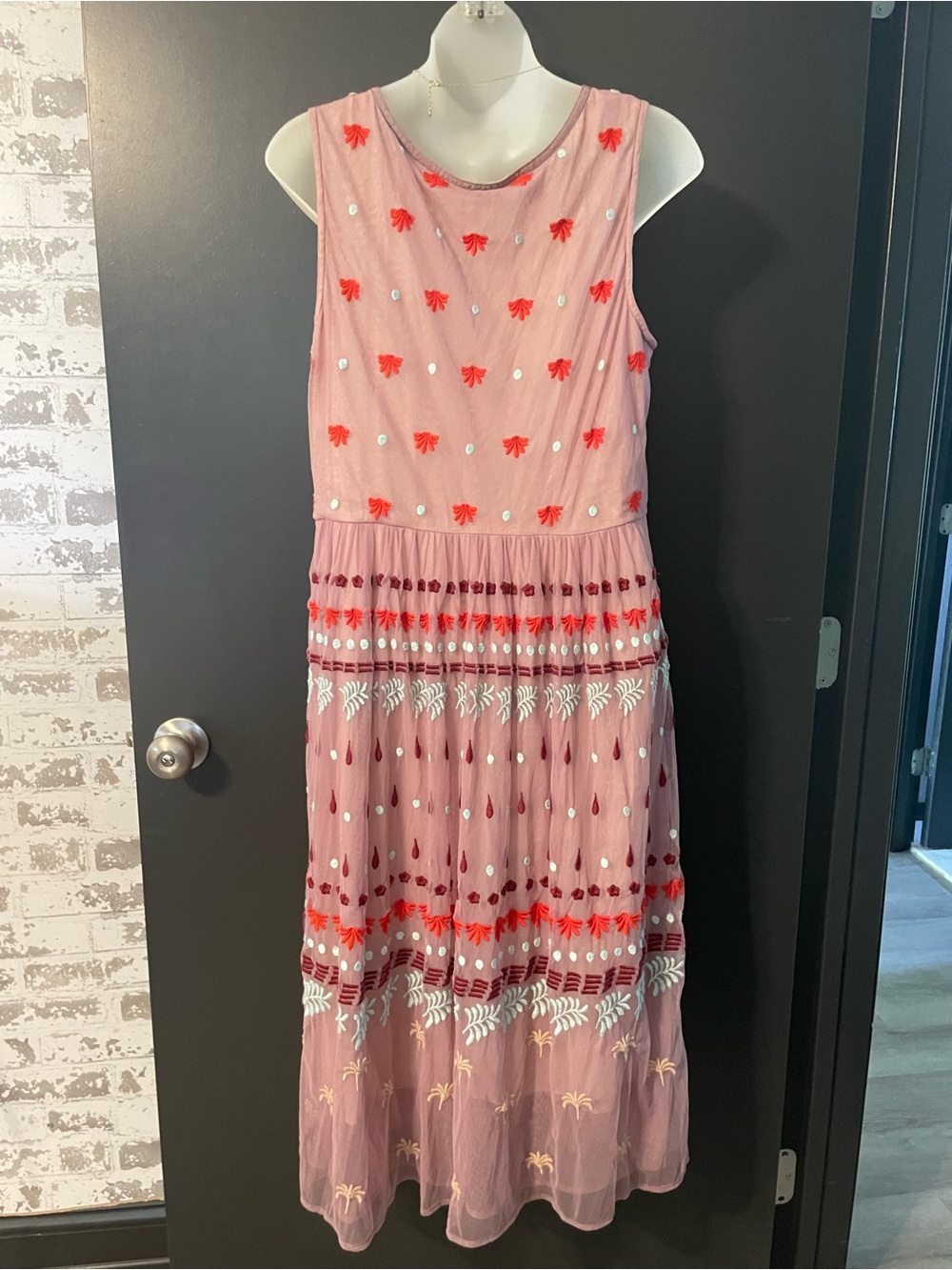 Sundance Soft Purple Embroidered Mesh Midi Dress Boho Western Size 10 - Picture 6 of 10